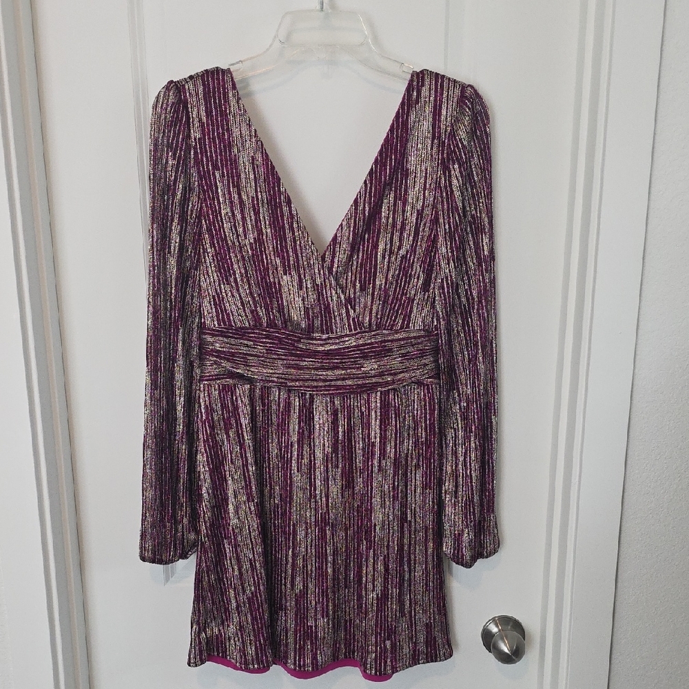 Lilly Pulitzer Purple and Gold Shimmery  Long Sleeve Dress